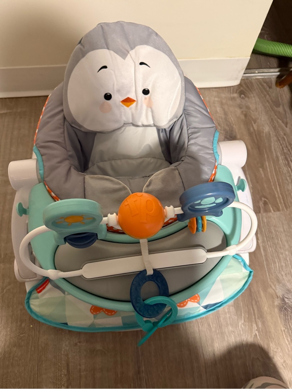 Plush Penguin Activity Seat- Gray & Teal
